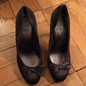 Gray Suede and Satin Nine West Heels